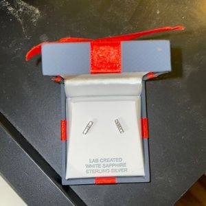 white sapphire sterling silver earrings